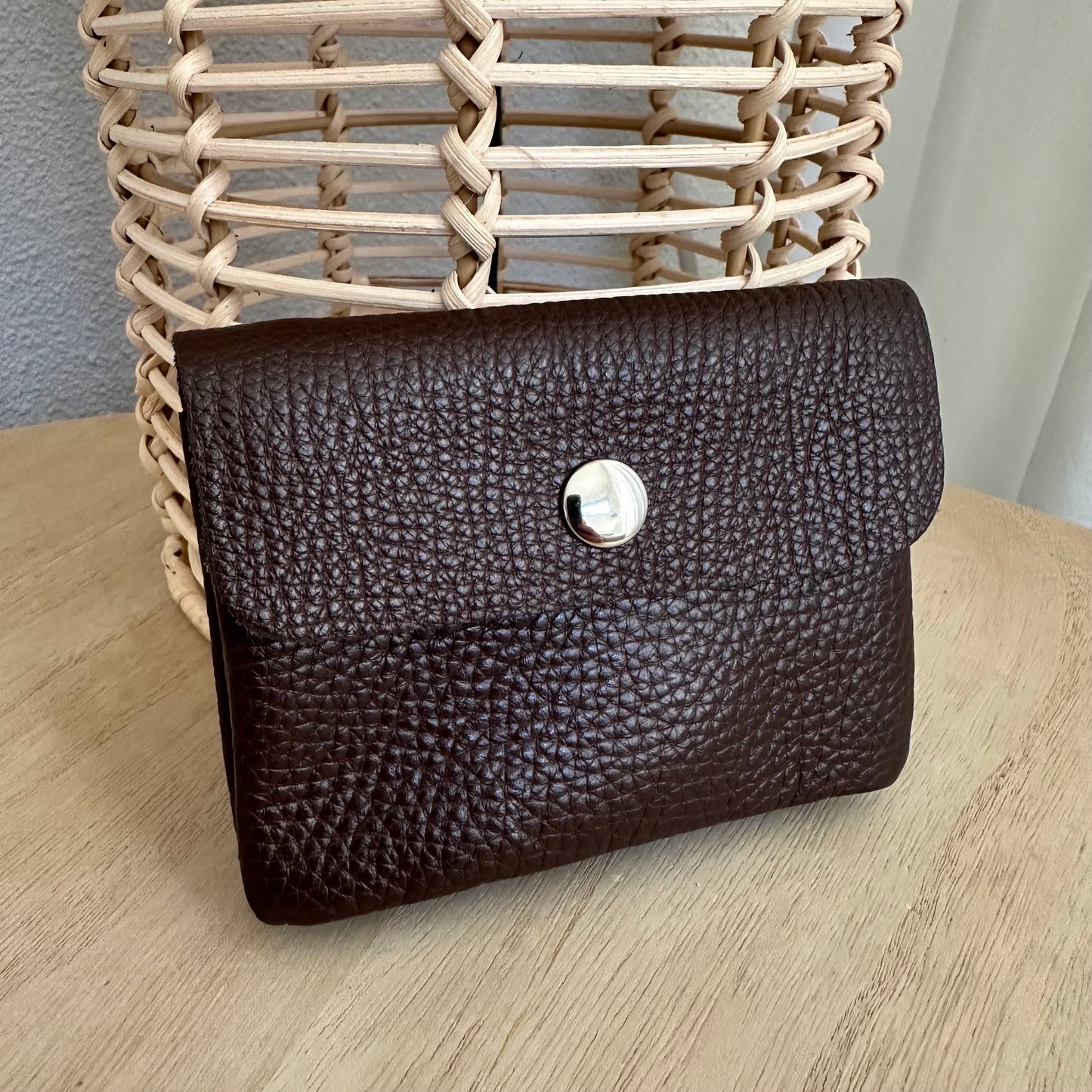 Italiaans leder portemonnee Chocobruin