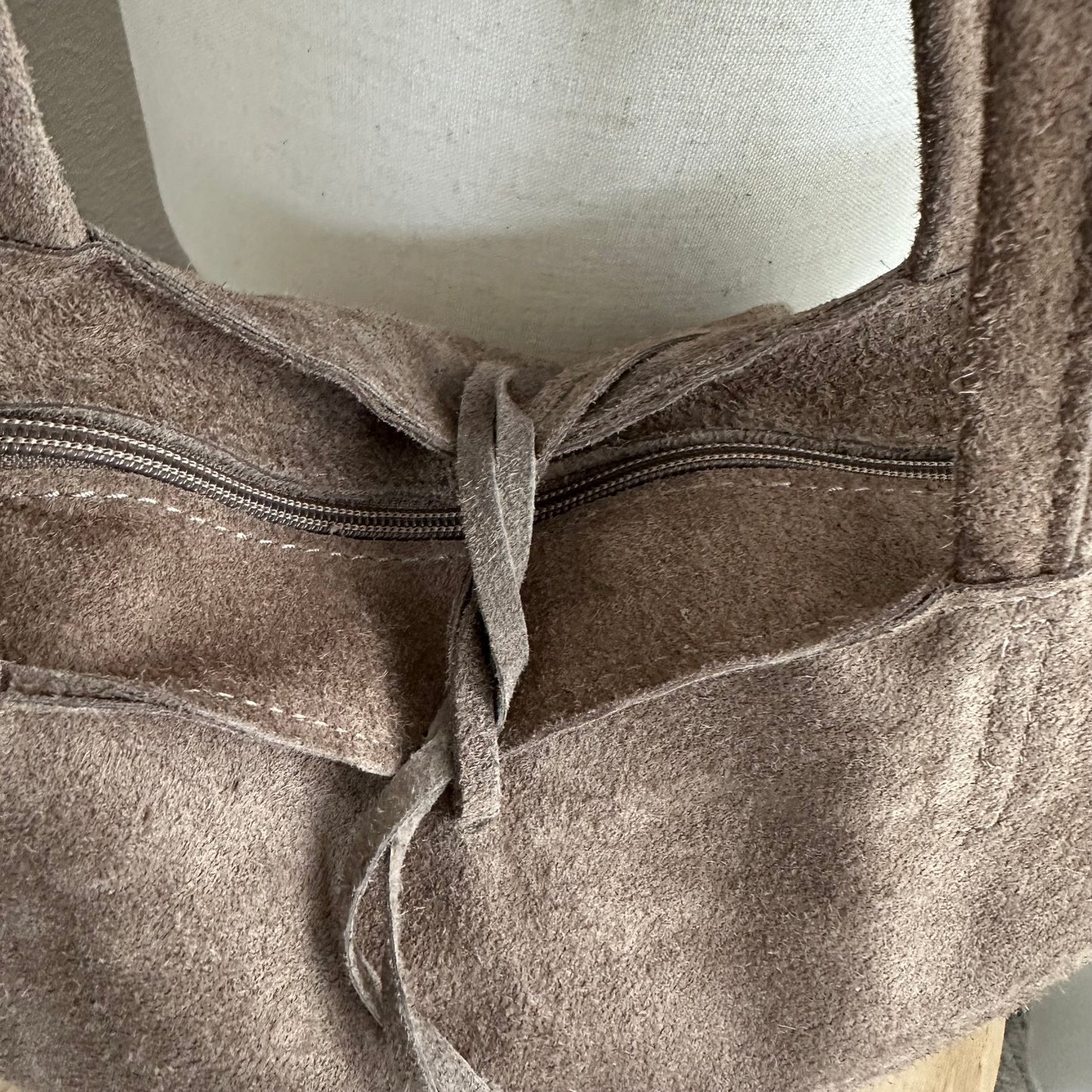 Prachtige suède lederen shopper Taupe
