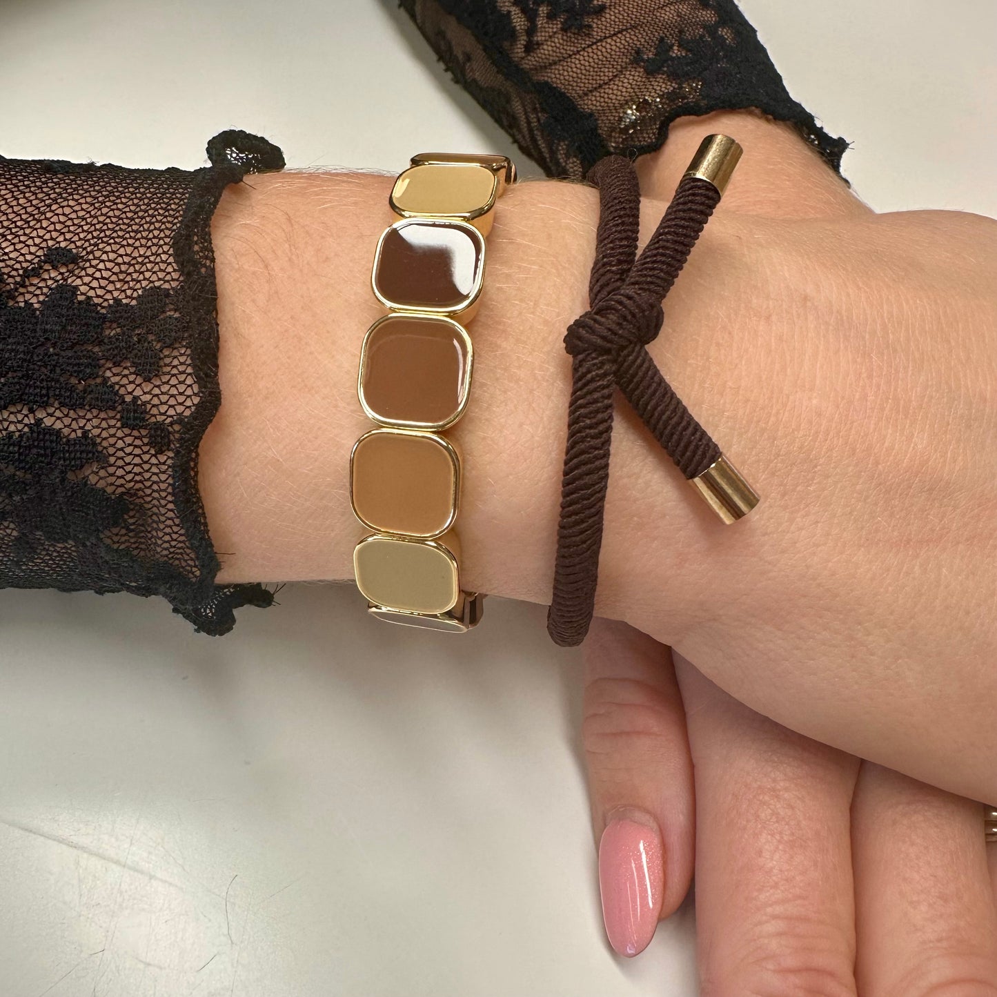 Armband 'Lola' Multi-Khaki-Goud