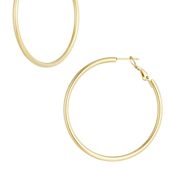 Oorbellen basic cirkel groot Goud