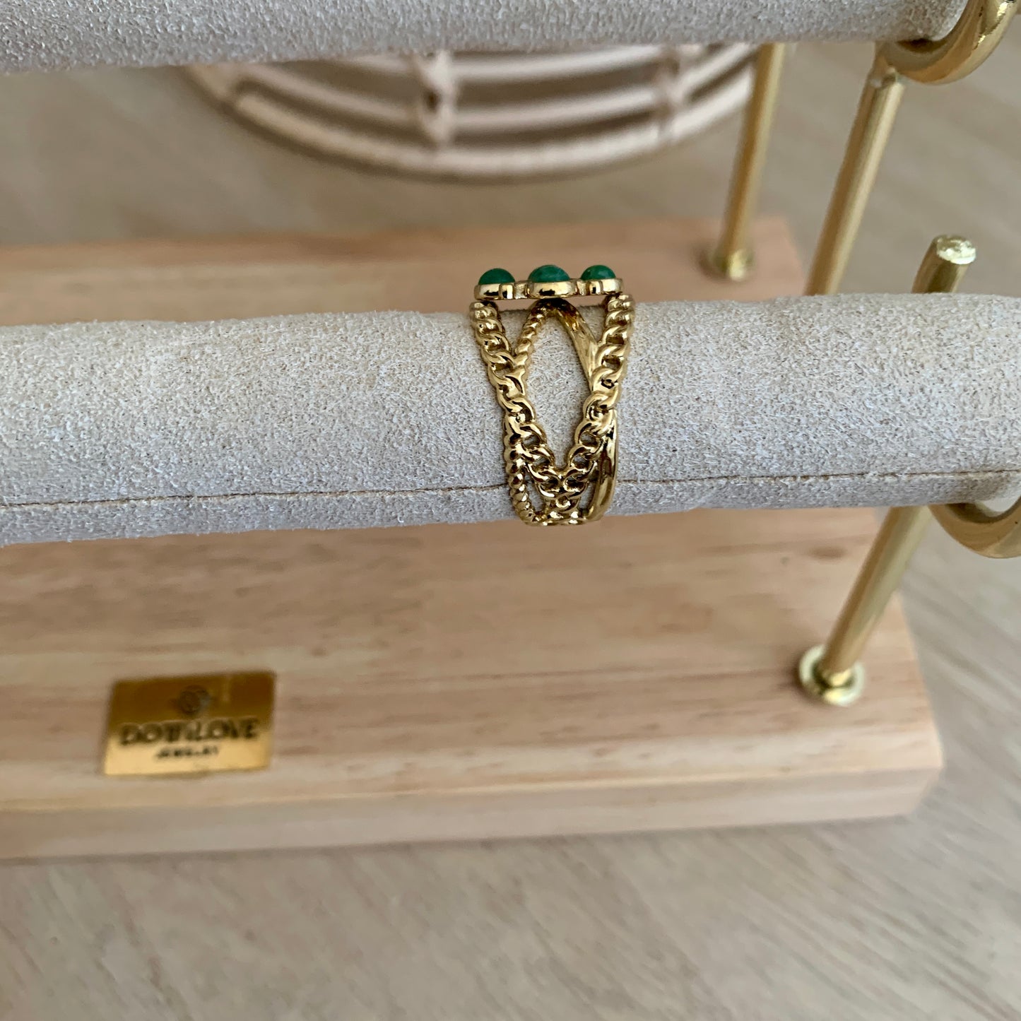 Ring groene steentjes- One Size