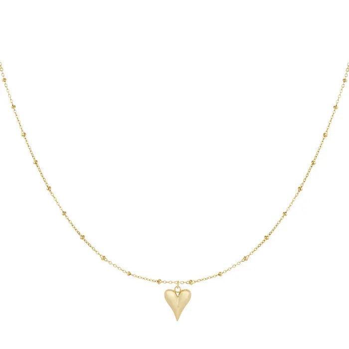 Bolletjes ketting met iconisch hart Goud