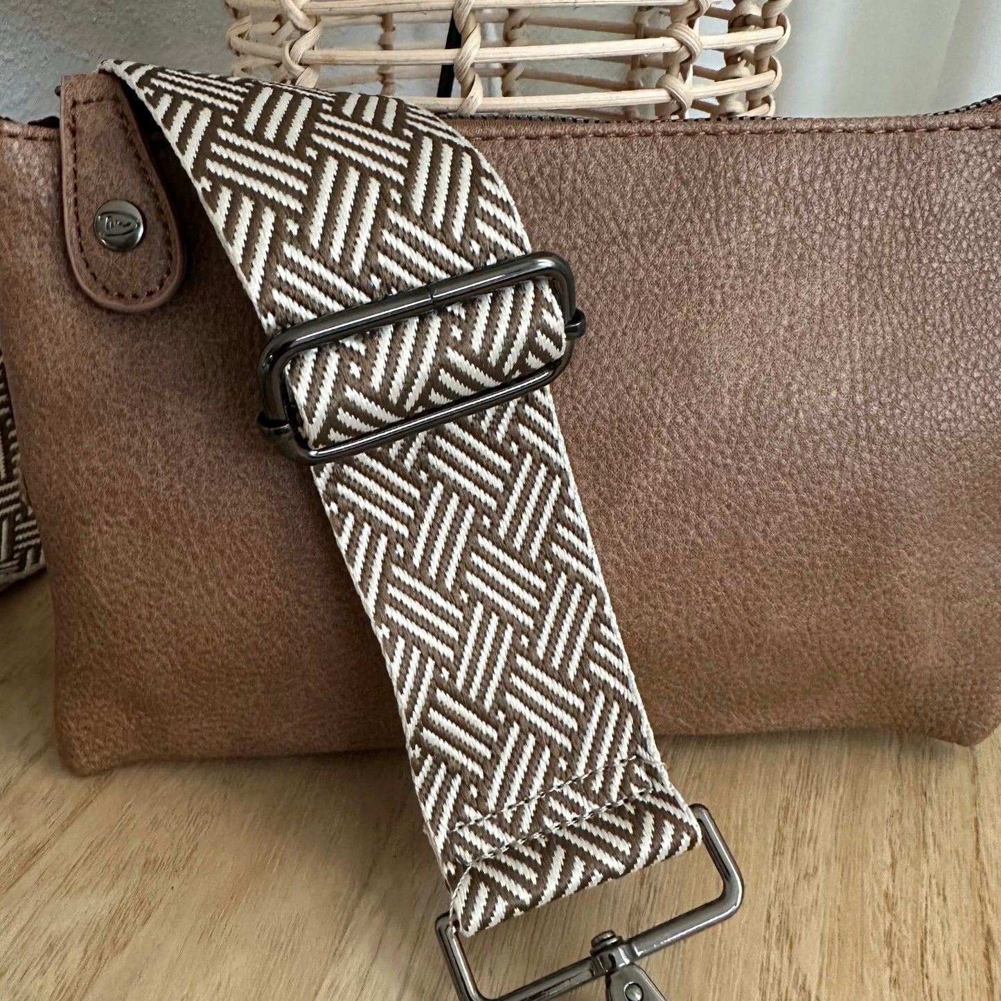 Schoudertasje/crossbody 'New York' inclusief drie banden Camel