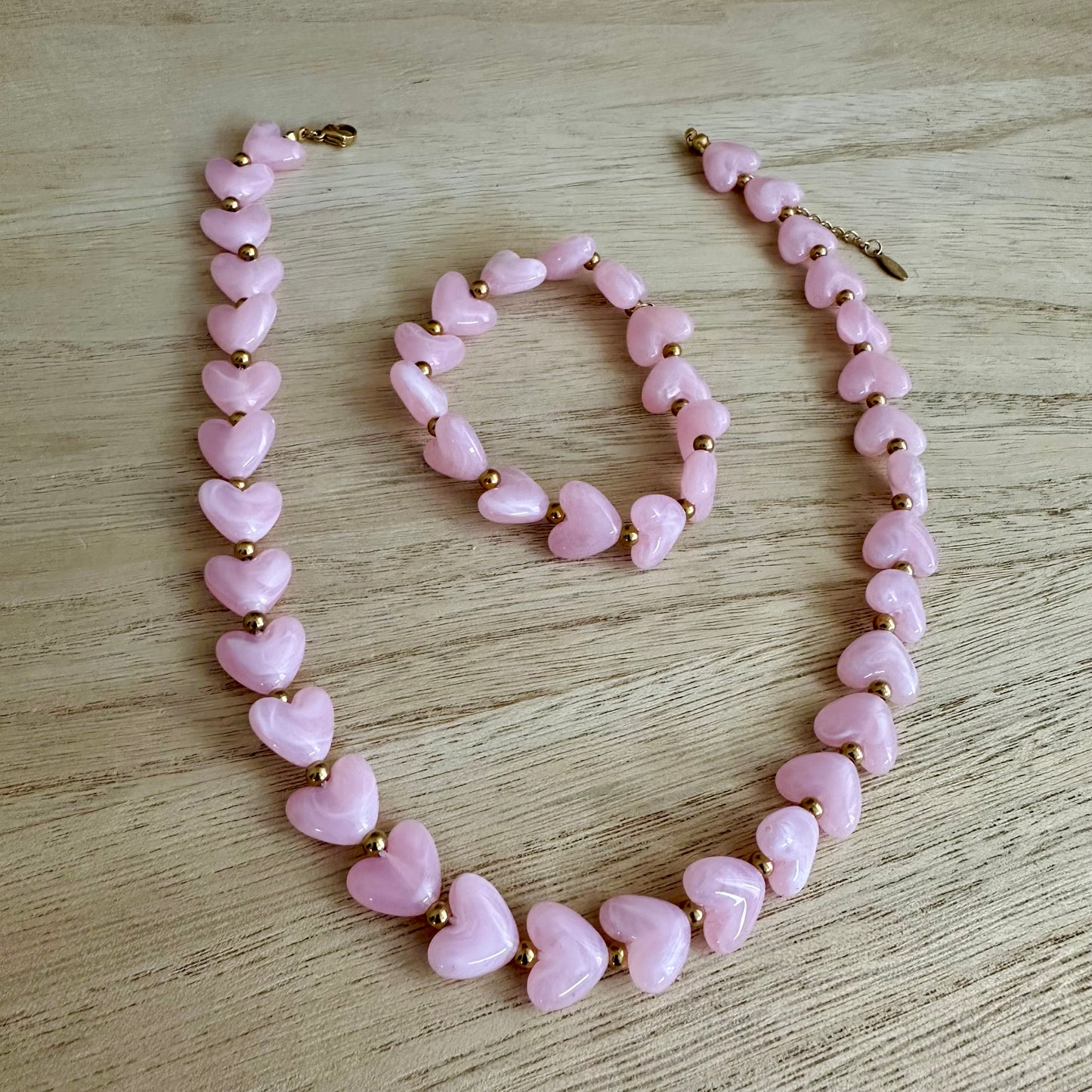 Hartjes ketting Roze