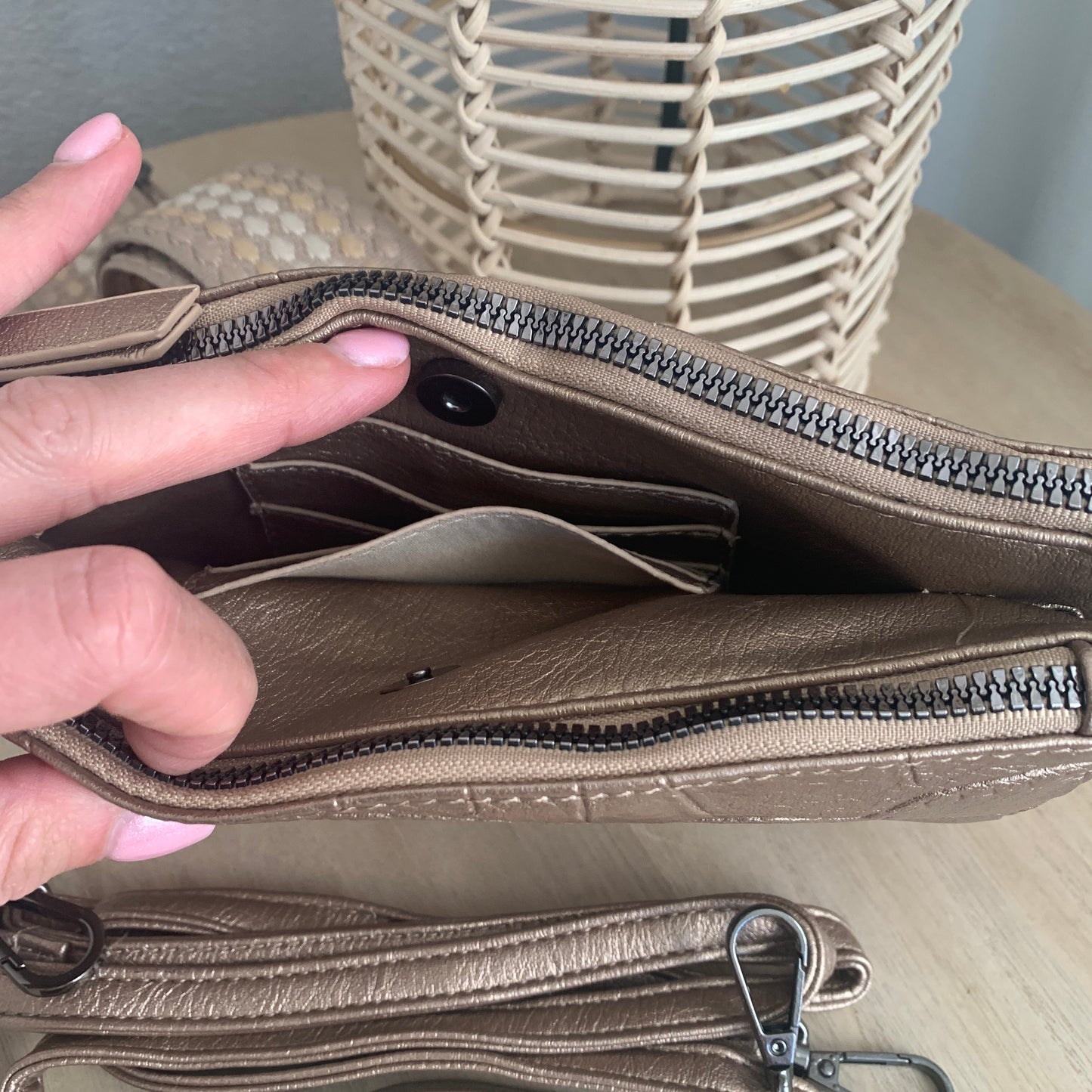 Classic schoudertasje/crossbody Champagne