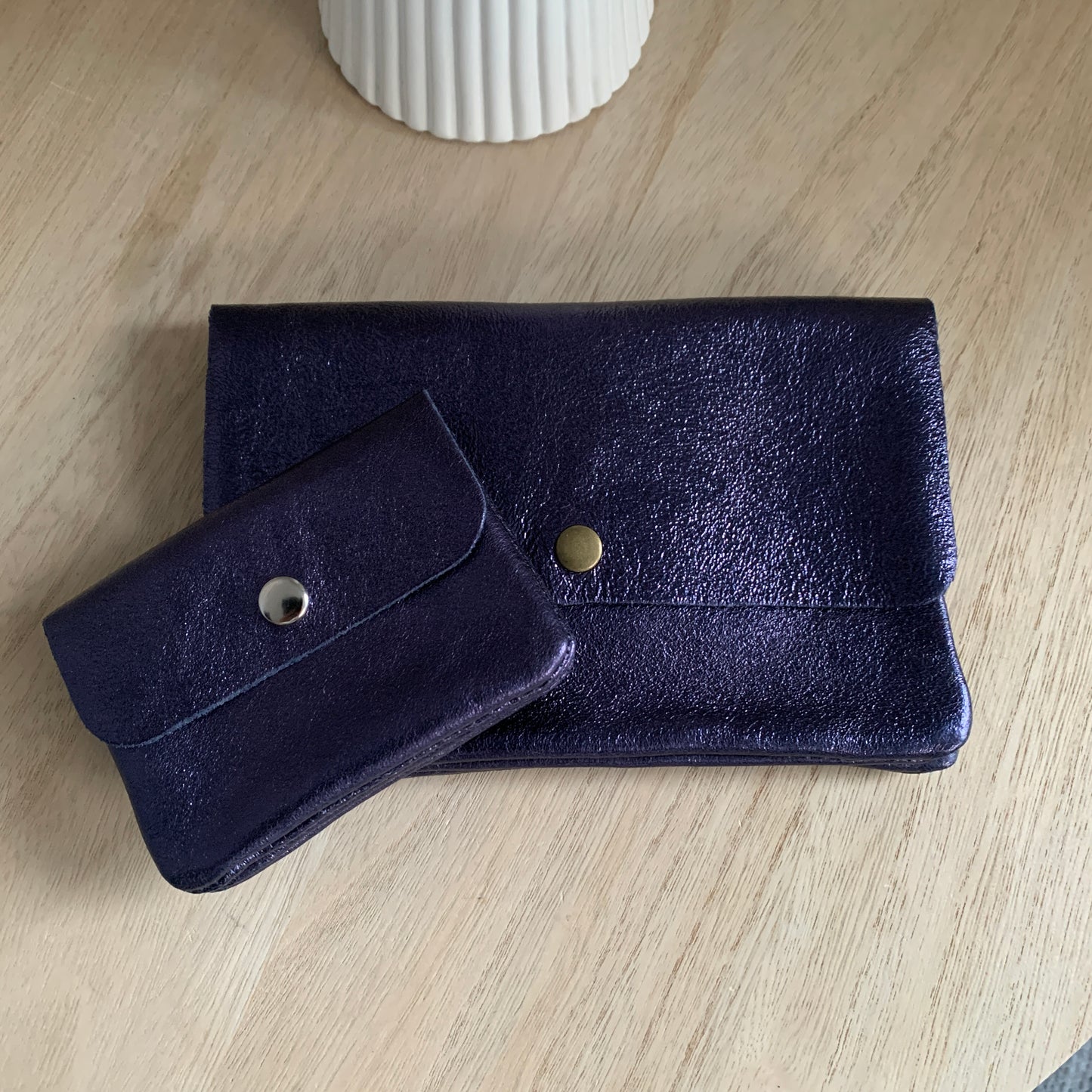 Lederen party tasje glans Blauw