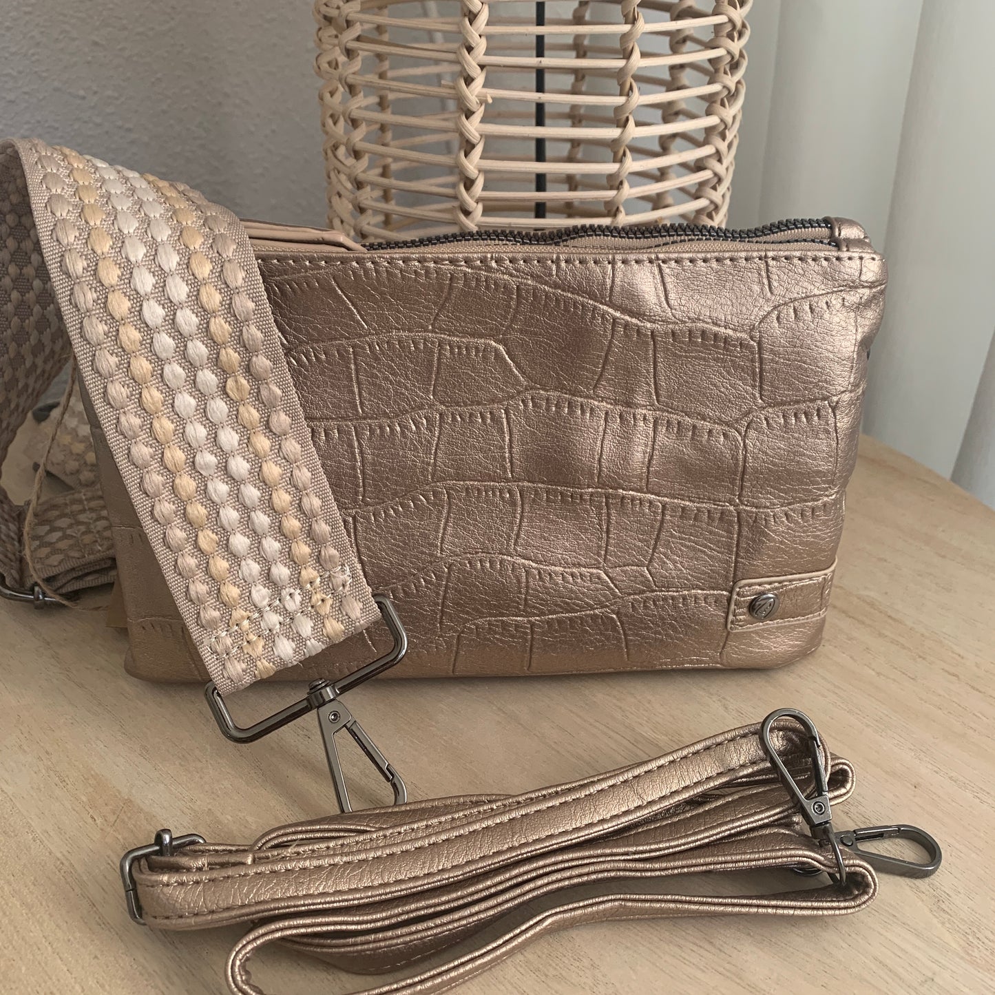Classic schoudertasje/crossbody Champagne