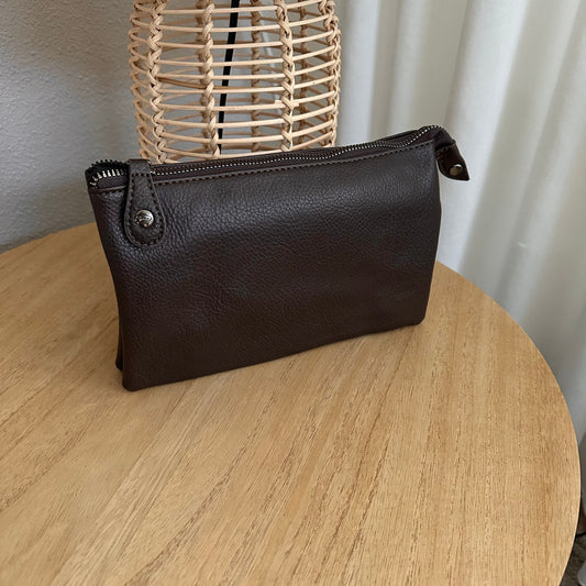 Schoudertasje/crossbody 'New york' inclusief drie banden Choco bruin