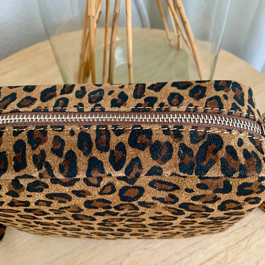 Echt leder panterprint tas