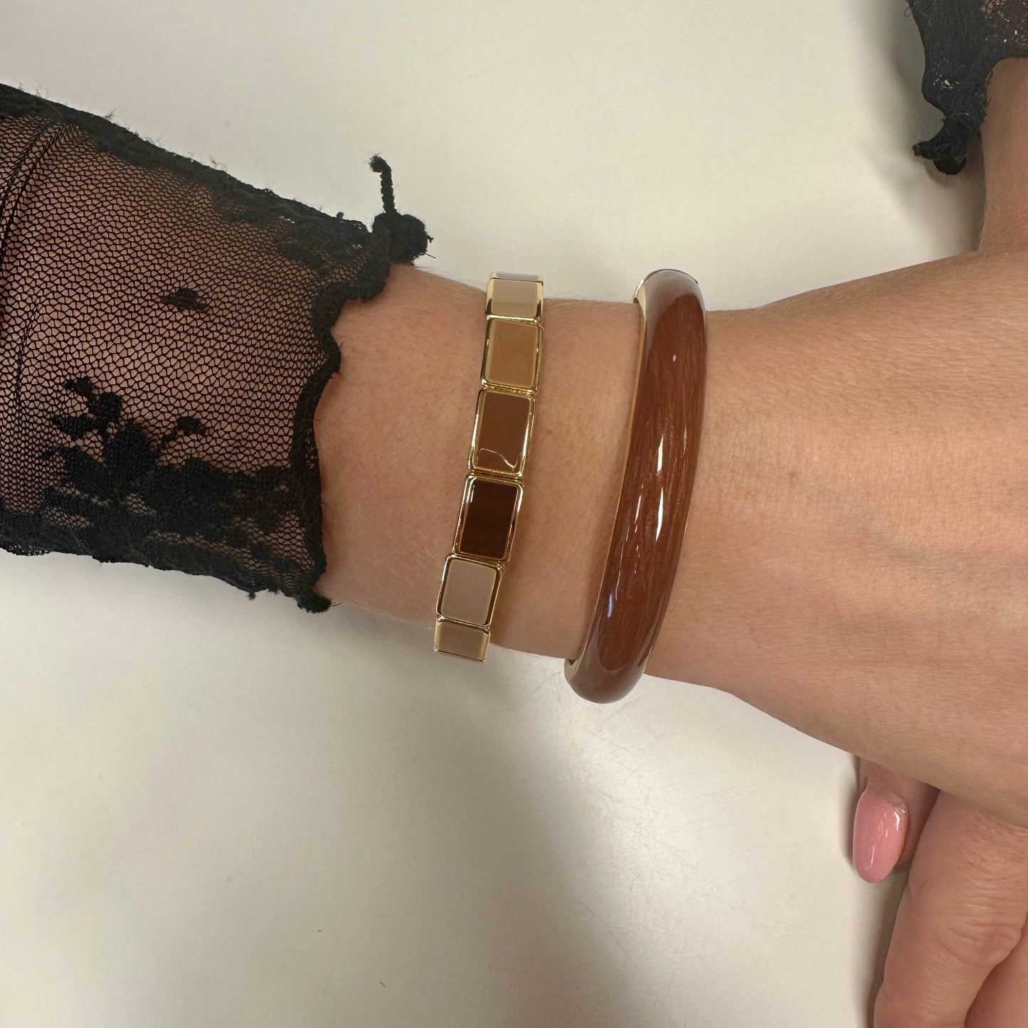 Armband 'Benthe' Multi-Khaki-Goud