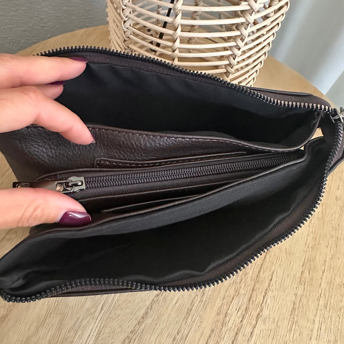 Schoudertasje/crossbody 'New york' inclusief drie banden Choco bruin