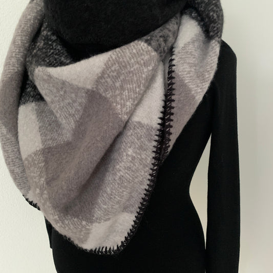 Sjaal 'Blok' Zwart/Grijs