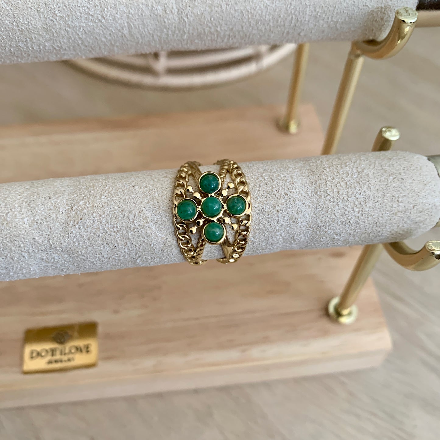 Ring groene steentjes- One Size