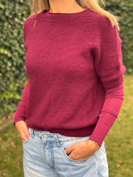 Alpaca trui dames burgundy bordeaux