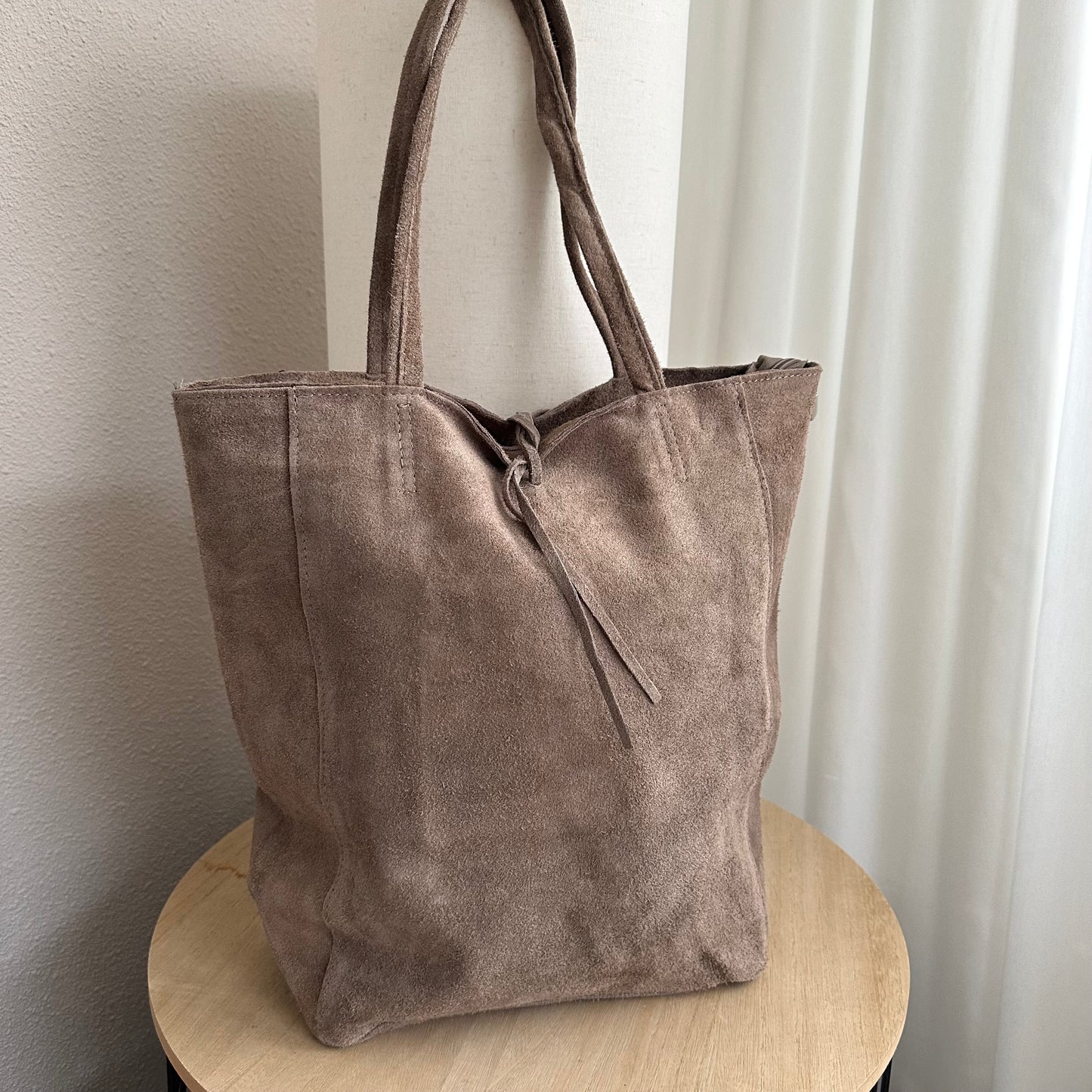 Prachtige suède lederen shopper Taupe