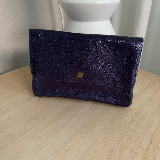 Lederen party tasje glans Blauw