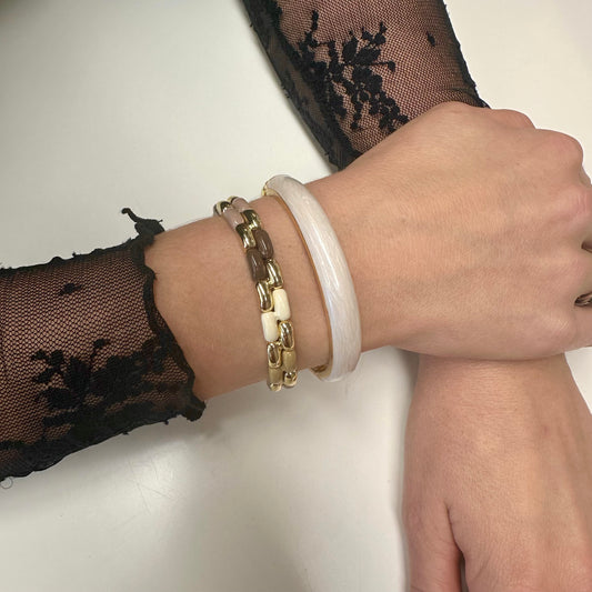 Armband/Bangle 'Noortje' Naturel-Goud