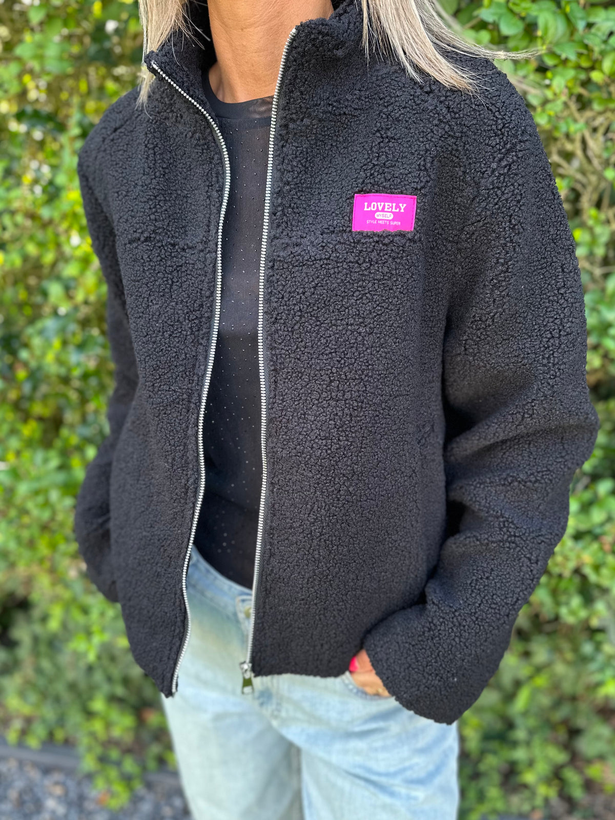 Teddy Jacket Zwart patch