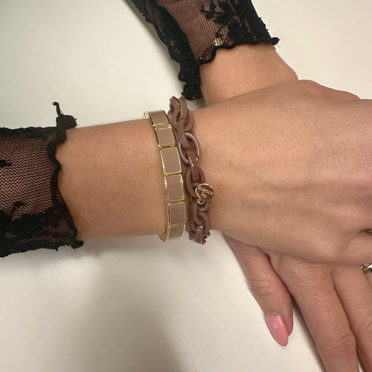 Armband 'Benthe' Taupe-Goud