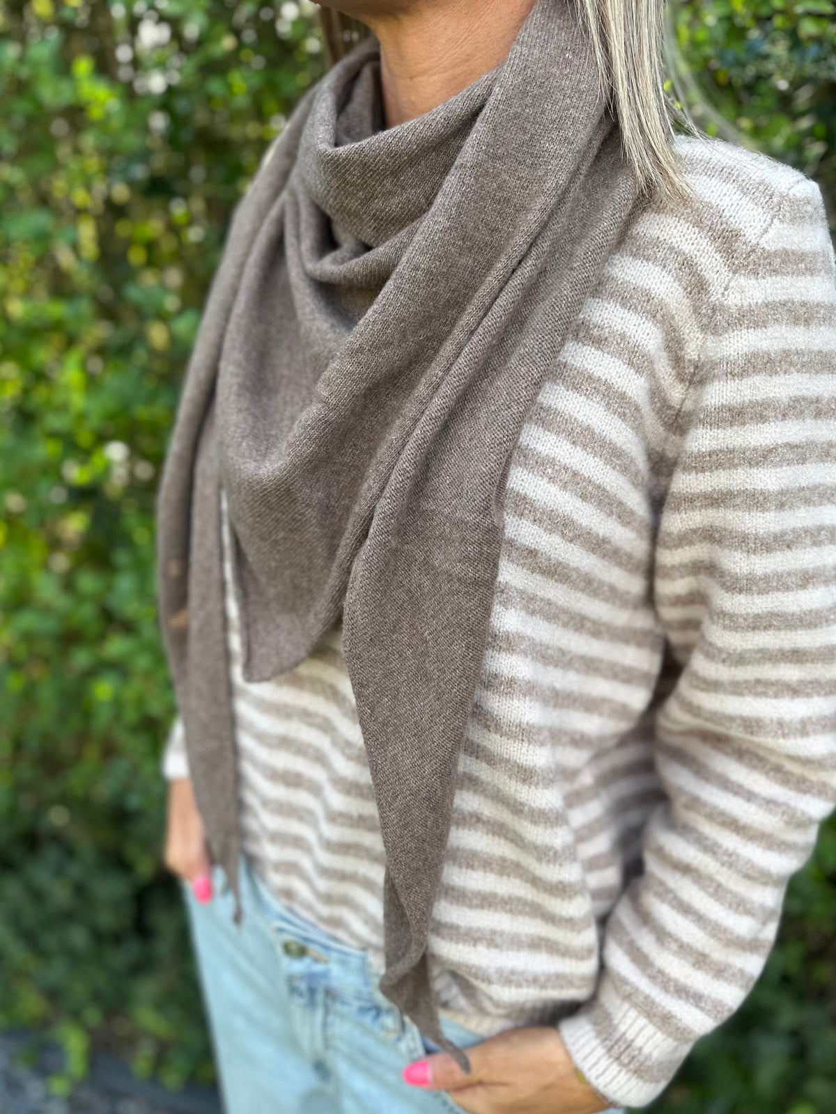 Trui Streep Taupe(beige)/Ecru one Size