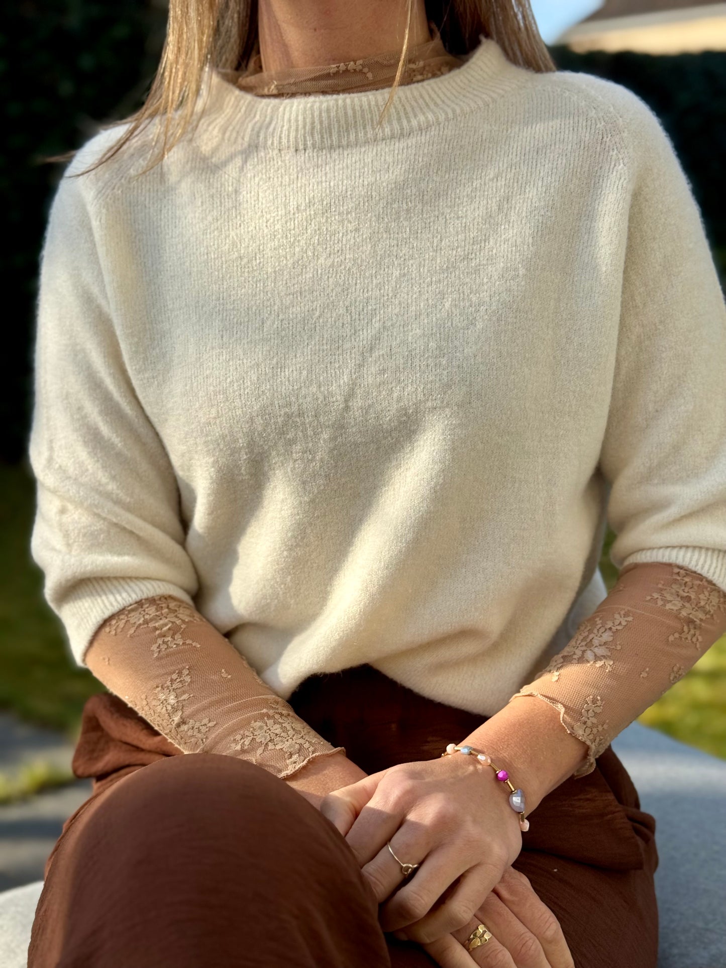 Kanten Top Brique/Huidskleur