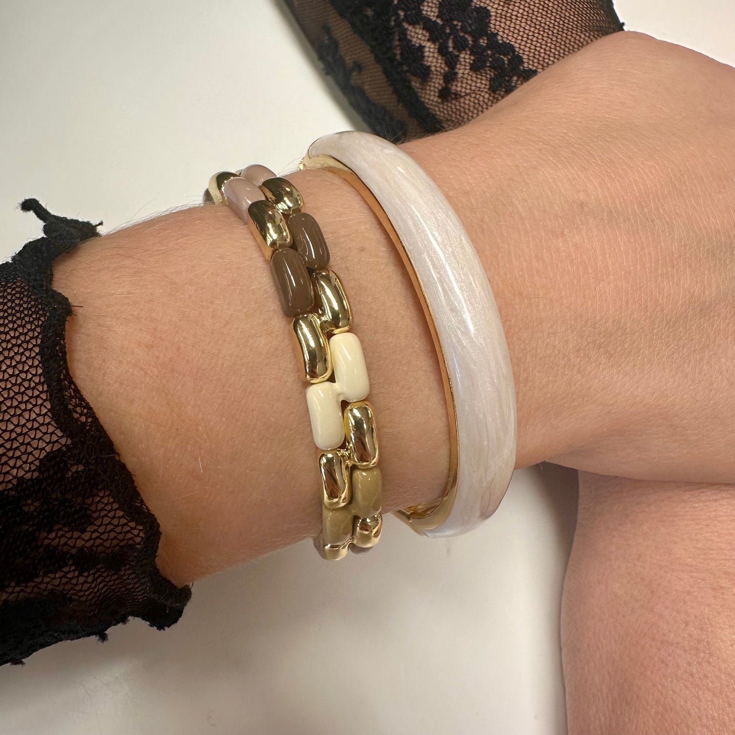 Armband/Bangle 'Noortje' Naturel-Goud