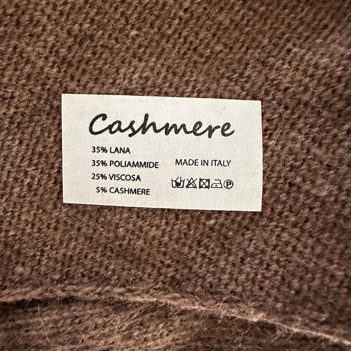 Cashmere sjaal driehoek koffiebruin/donker taupe