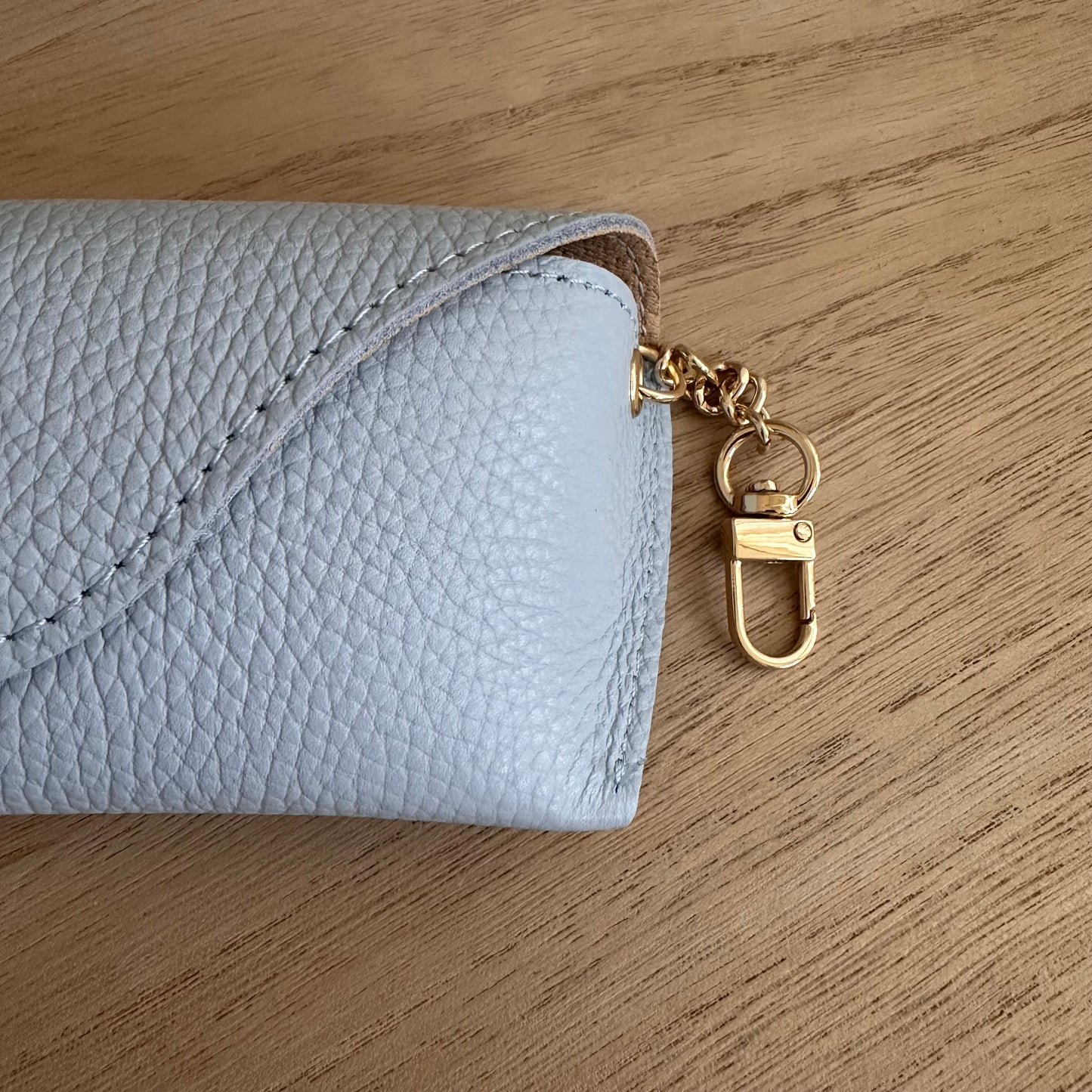 Lederen (zonne) bril etui Lichtblauw