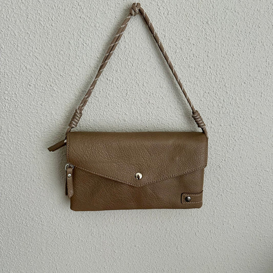Schoudertasje/crossbody 'Stanfield' inclusief drie banden Donker Taupe