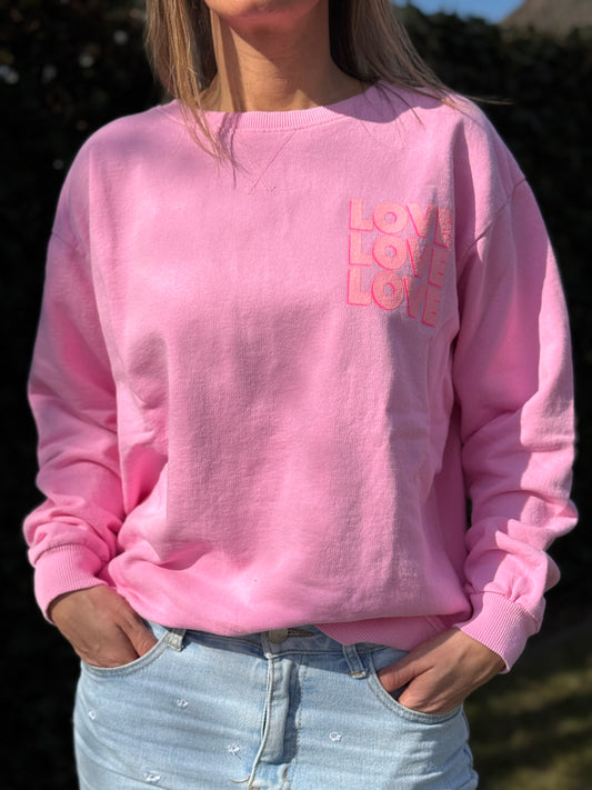 Sweater Roze ' Love Love Love'