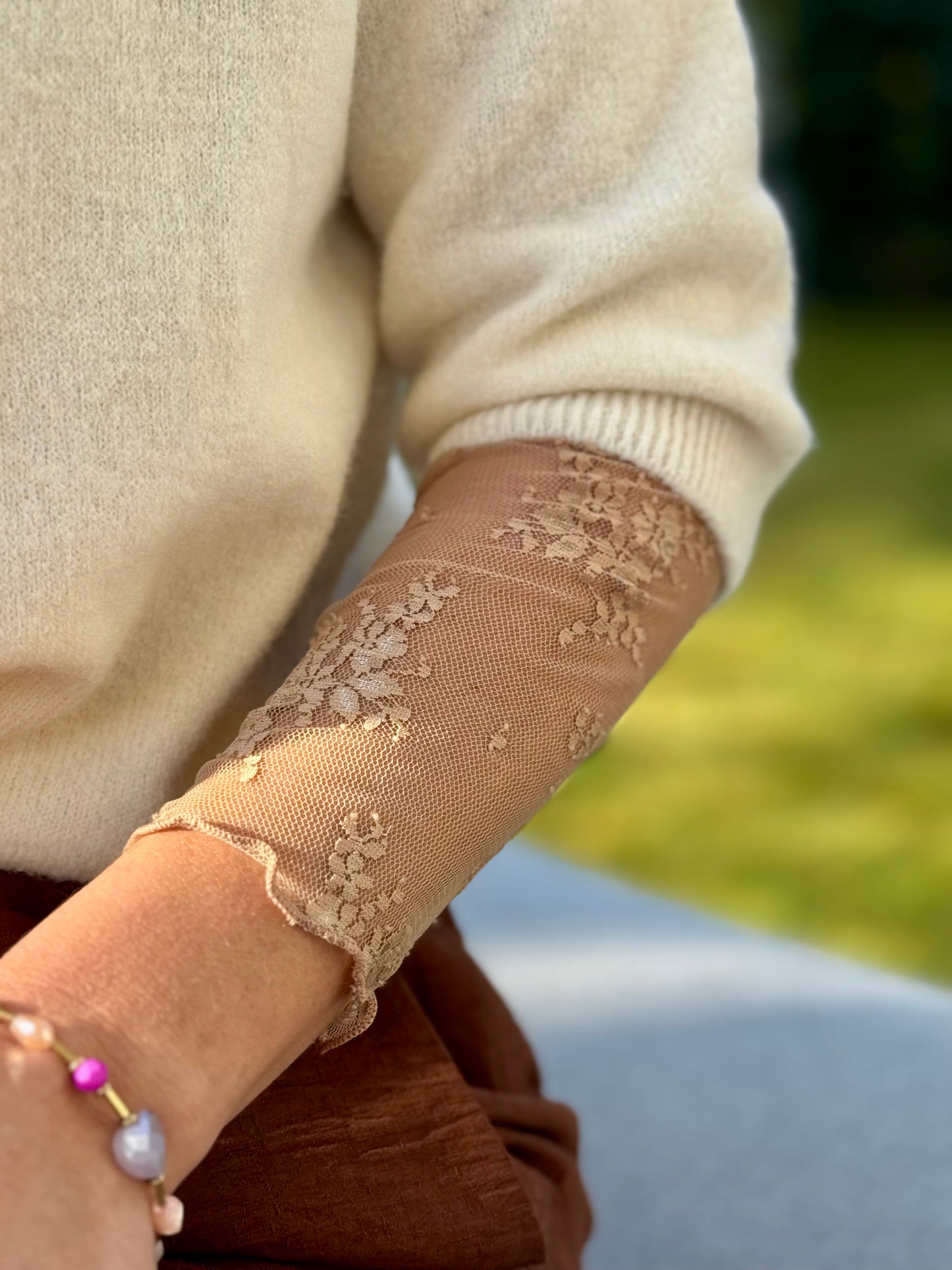 Kanten Top Brique/Huidskleur