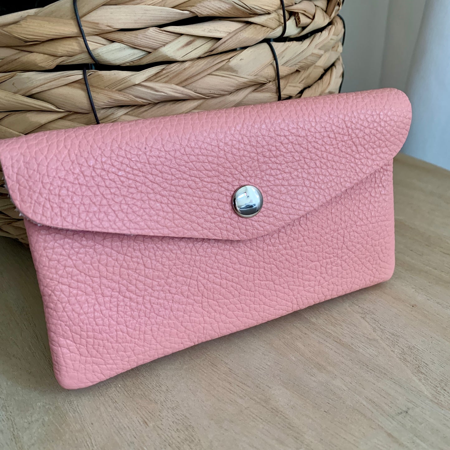 Italiaans leder portemonnee Large Soft Pink
