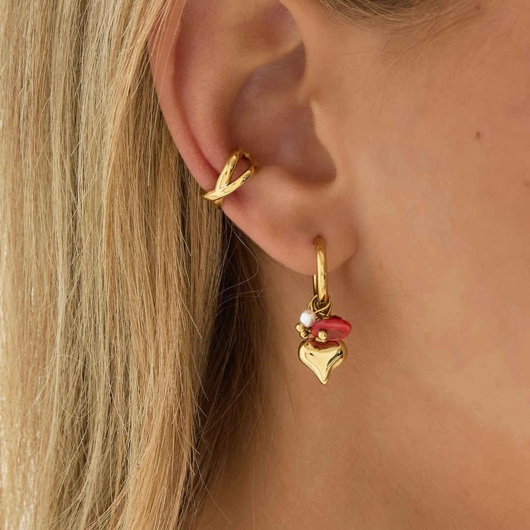 Oorbel hartje met losse bedeltjes