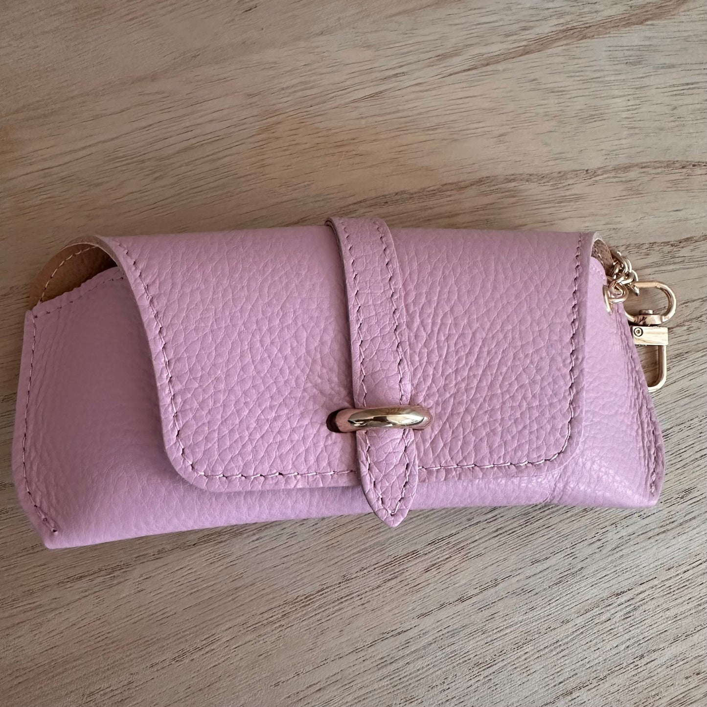 Lederen (zonne) bril etui Roze