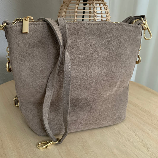 Stijlvolle tas suèdine leder Taupe