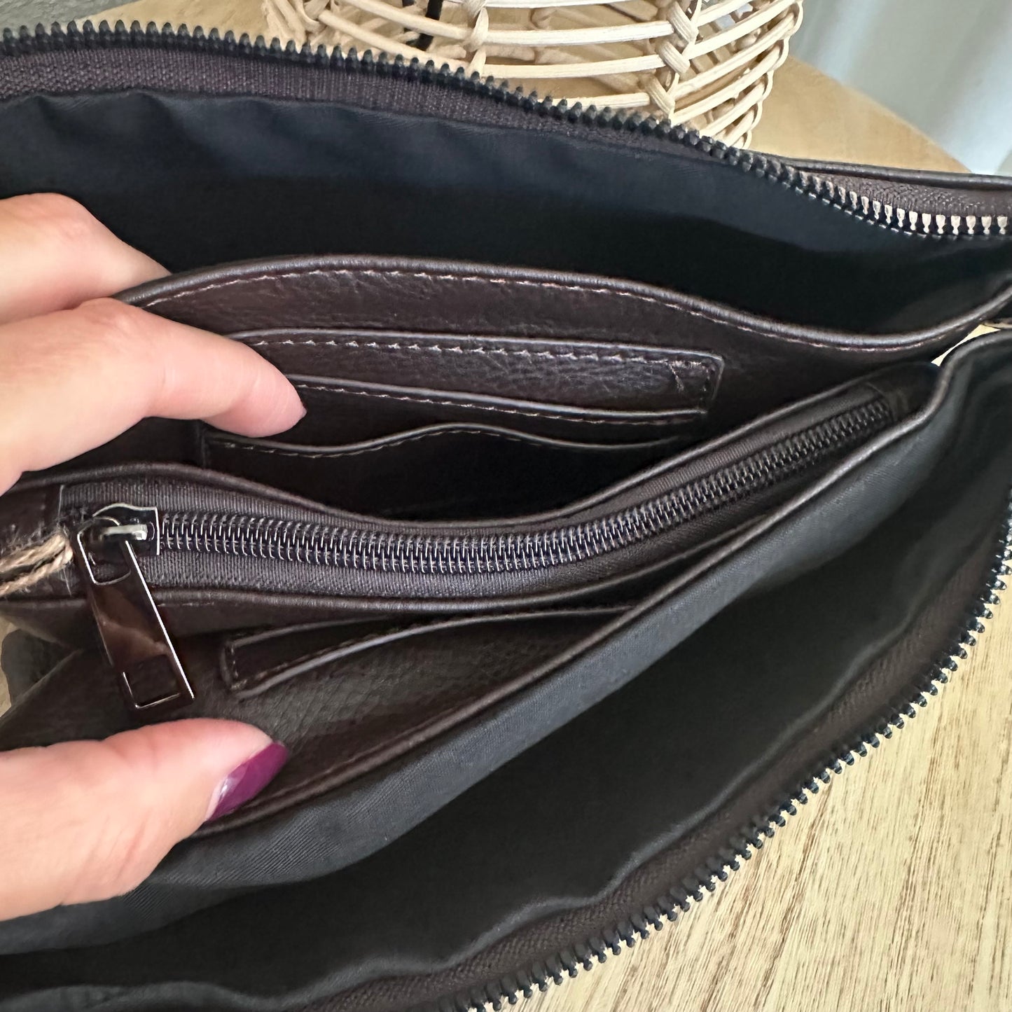 Schoudertasje/crossbody 'New york' inclusief drie banden Choco bruin
