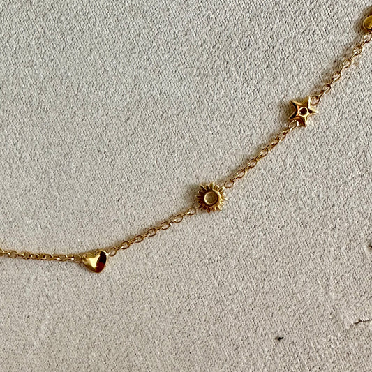 Kettinkje Goud hart-ster-bloem