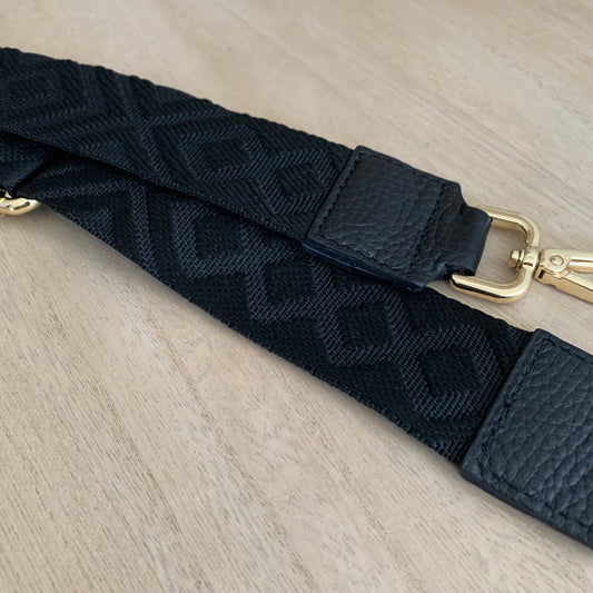 Schouderband smal Zwart op Zwart Gouden beslag