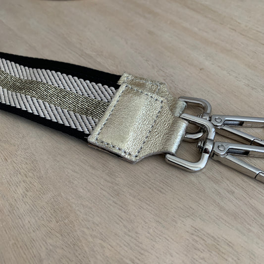 Schouderband smal ecru/goud met Zilveren beslag