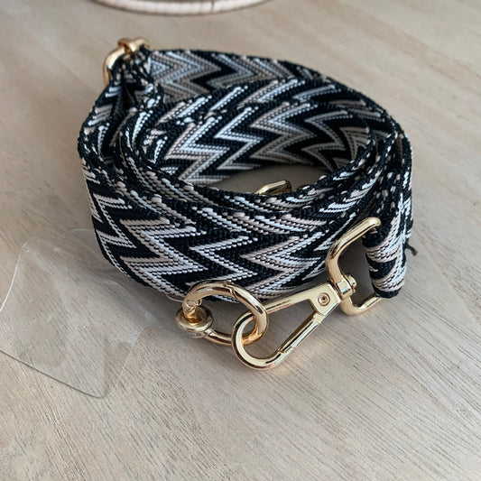 Telefoonband/Tasband Zwart/wit/Beige