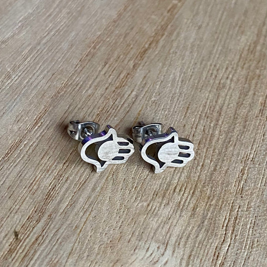 Oorstuds zilver Hamsa