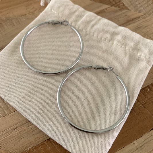 Oorbellen basic cirkel groot Zilver