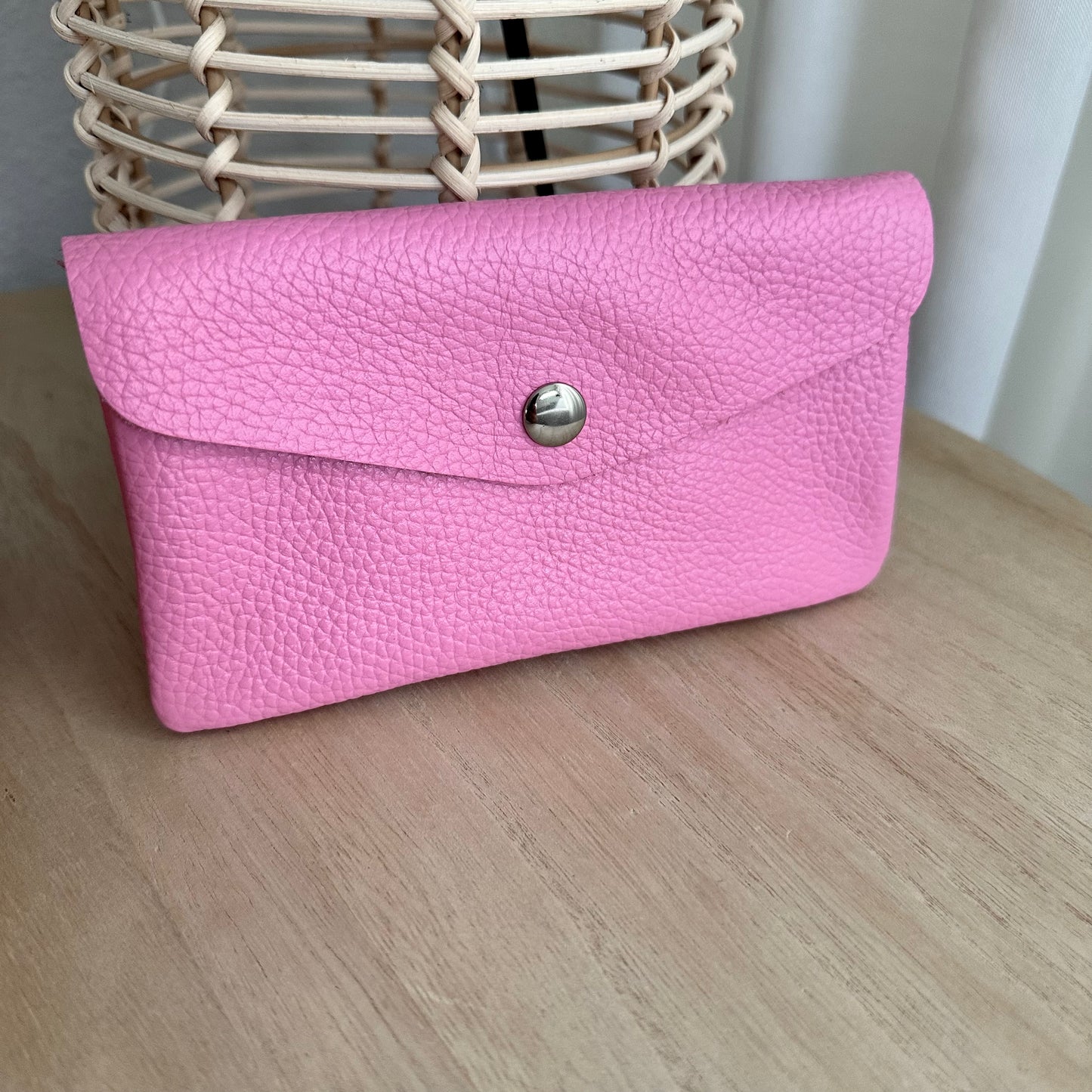 Italiaans leder portemonnee Large Pink