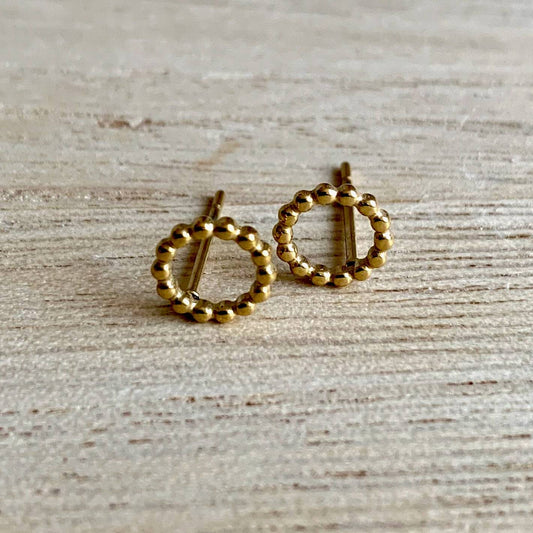 Oorstuds open rondje ribbel Goud