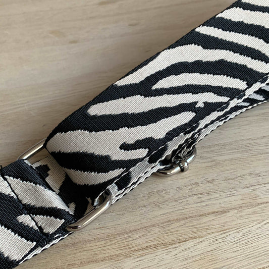 Schouderband breed Zwart/Beige Zebra