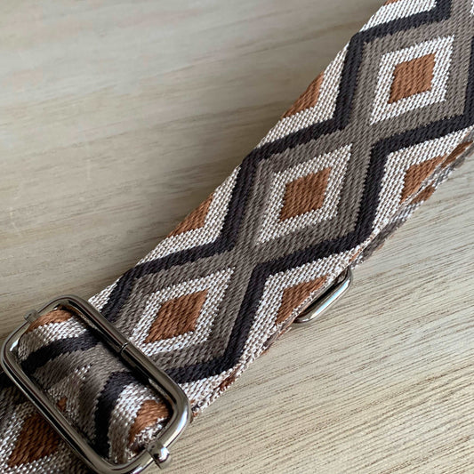 Schouderband breed Taupe ruit