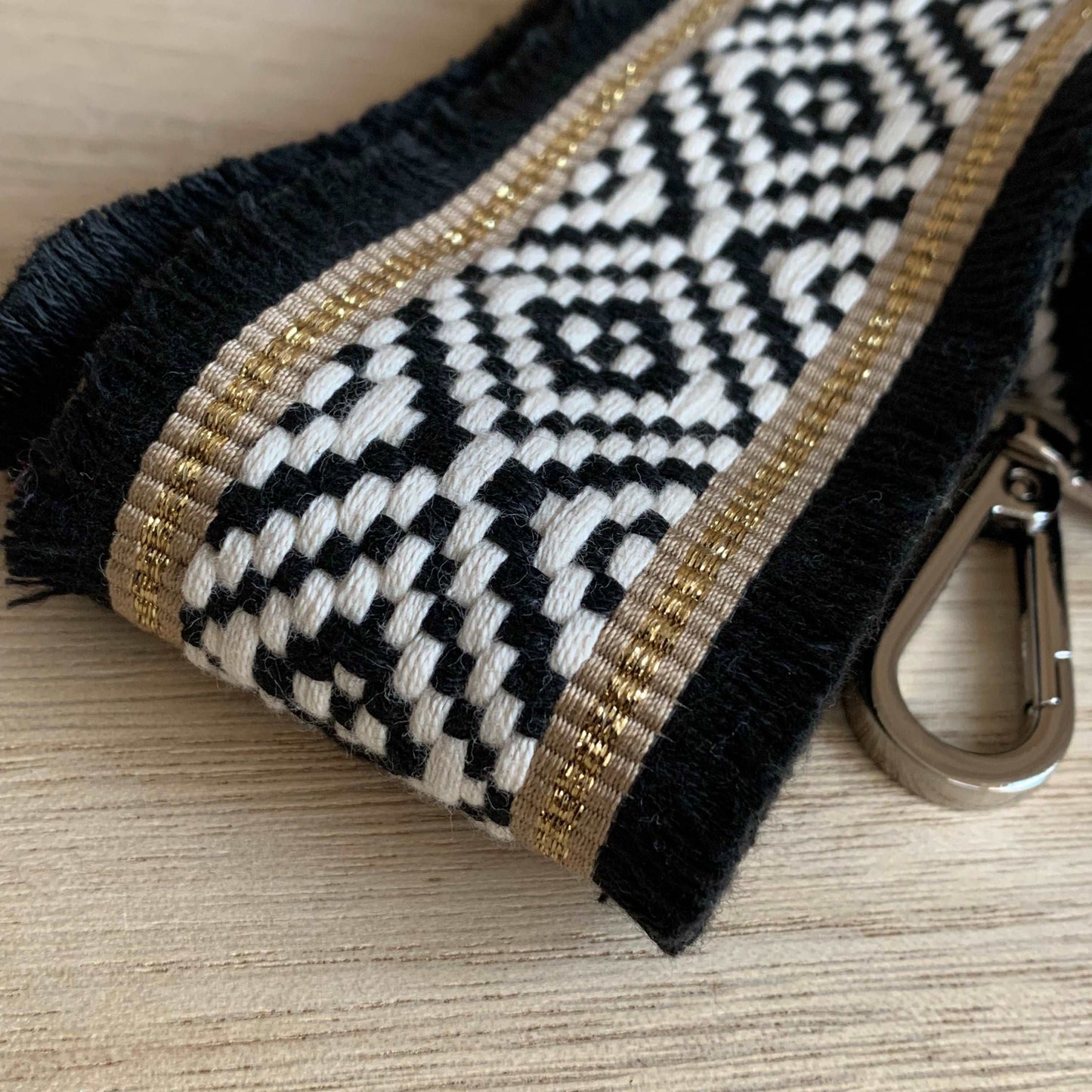 Schouderband Luxe breed Zwart goud lurex