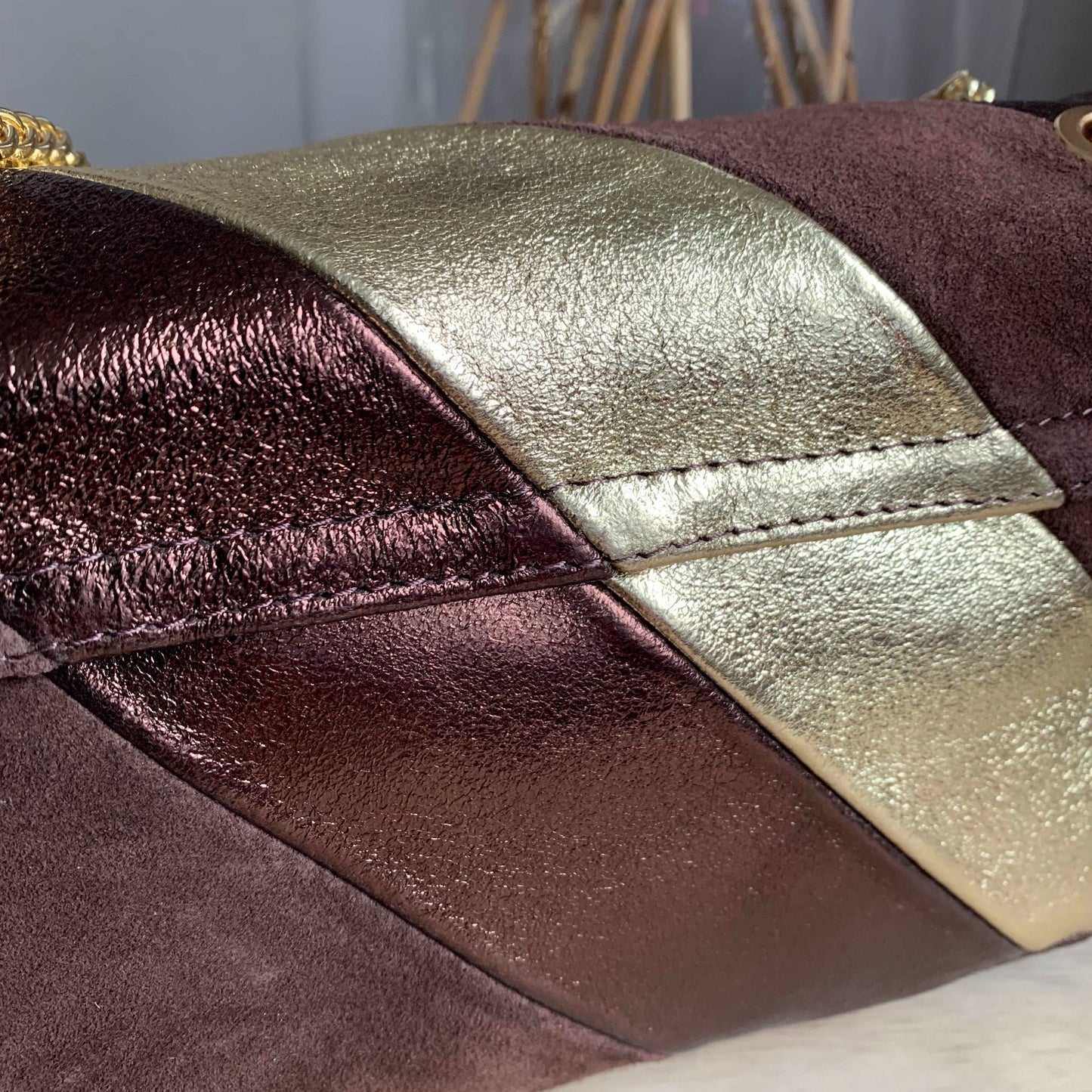 Rainbow Metallic schoudertas Bruin/Goud