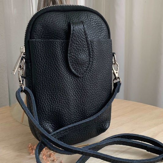 Lederen crossbody tasje Zwart voor een avondje uit