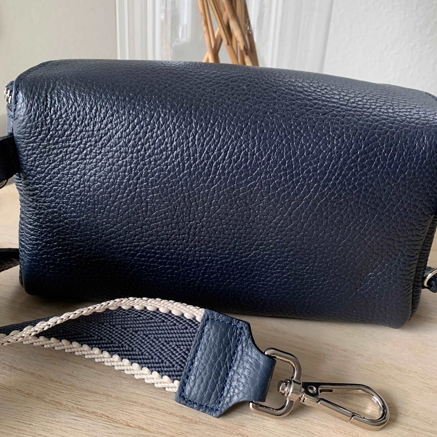 Lederen crossbody tas Donkerblauw